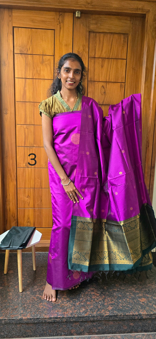 Borderless semi kanchi silk suits - 03