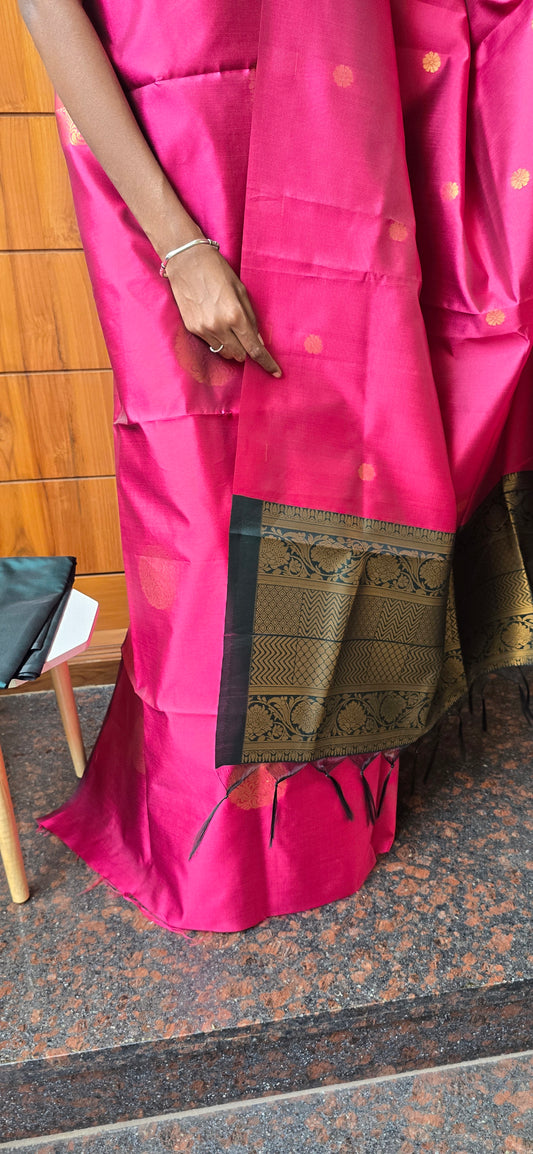 Borderless semi kanchi silk suits - 04