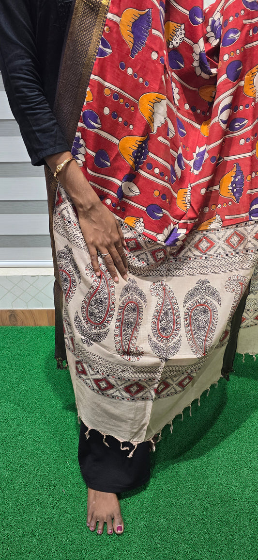 Chennuri Kalamkari Silk Dupatta - P10