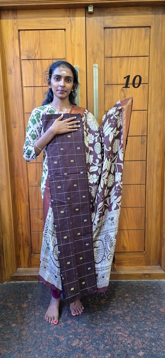 Raw silk with Chennuri silk Dupatta - RC10