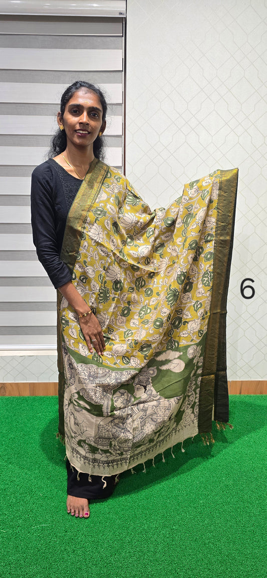 Chennuri Kalamkari Silk Dupatta - P06