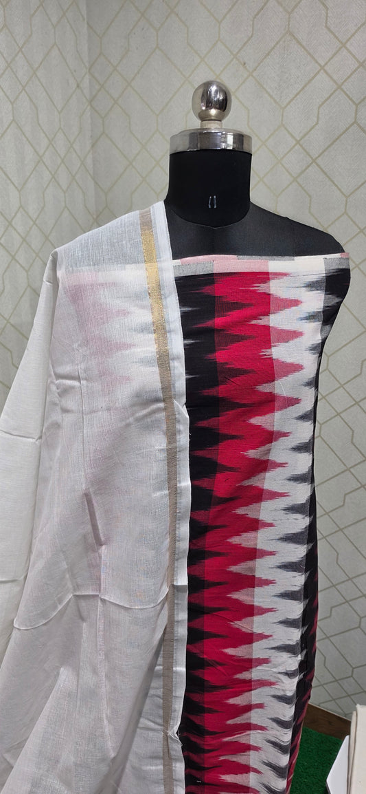 Geometric chevron Ikkat Cotton Suit - 08