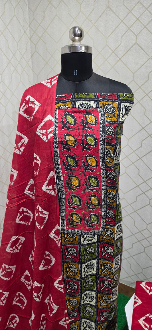 Multi color bathik cotton suit - 04