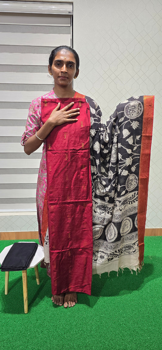 Raw silk with Chennuri silk Dupatta - RC07