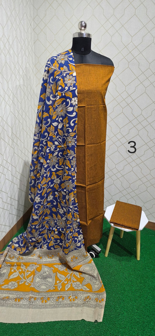 Nagari Special Kalamkari 3 piece Cotton suit - 03