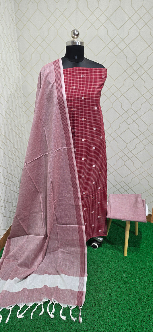 Checks Handloom Cotton Suits - 01