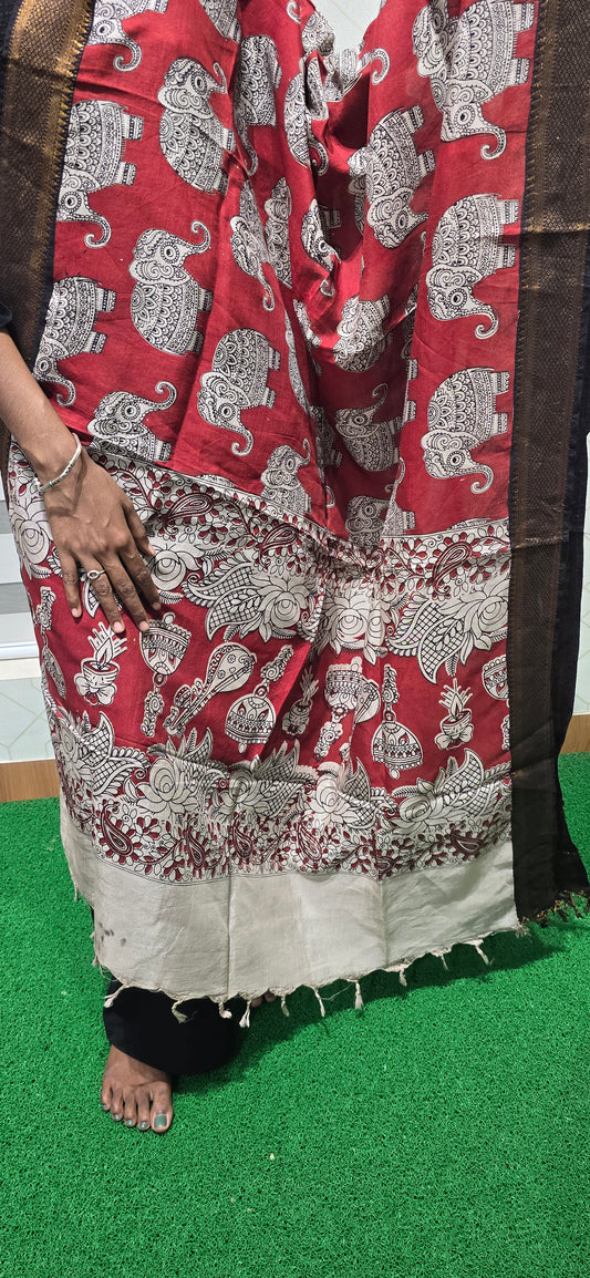Chennuri Kalamkari Silk Dupatta - P07