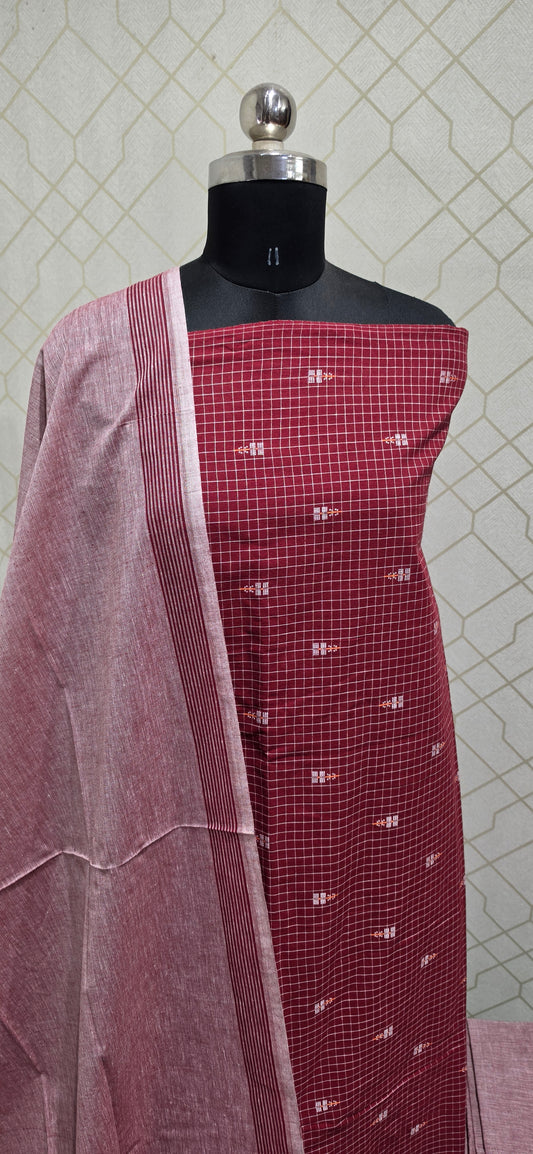 Checks Handloom Cotton Suits - 01