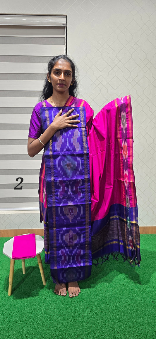 Pochampalli Ikkat Sico with border dupatta - PIS02
