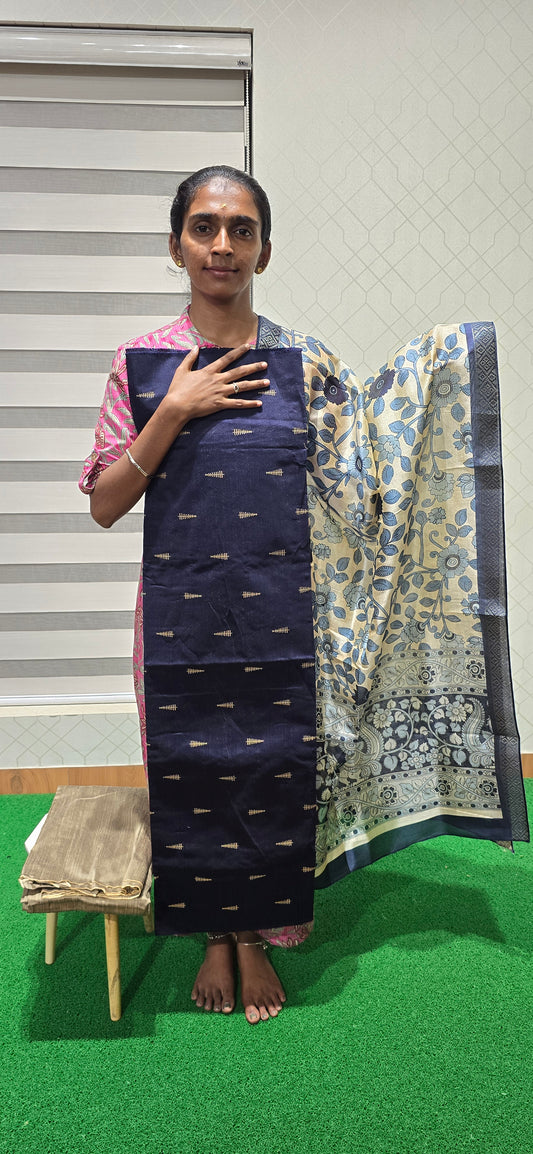 Raw silk with Chanderi silk Dupatta - RC08