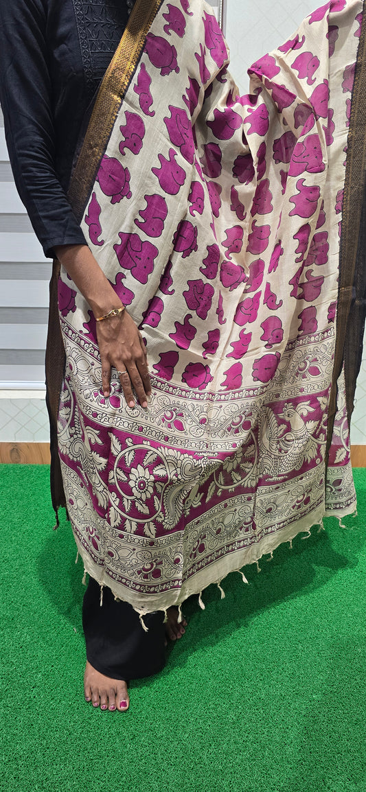 Chennuri Kalamkari Silk Dupatta - P12