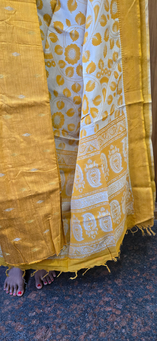 Raw silk with Chennuri silk Dupatta - RC05
