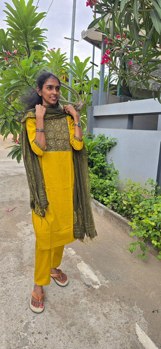 Pure Cotton Ready-made 3 piece set - 3
