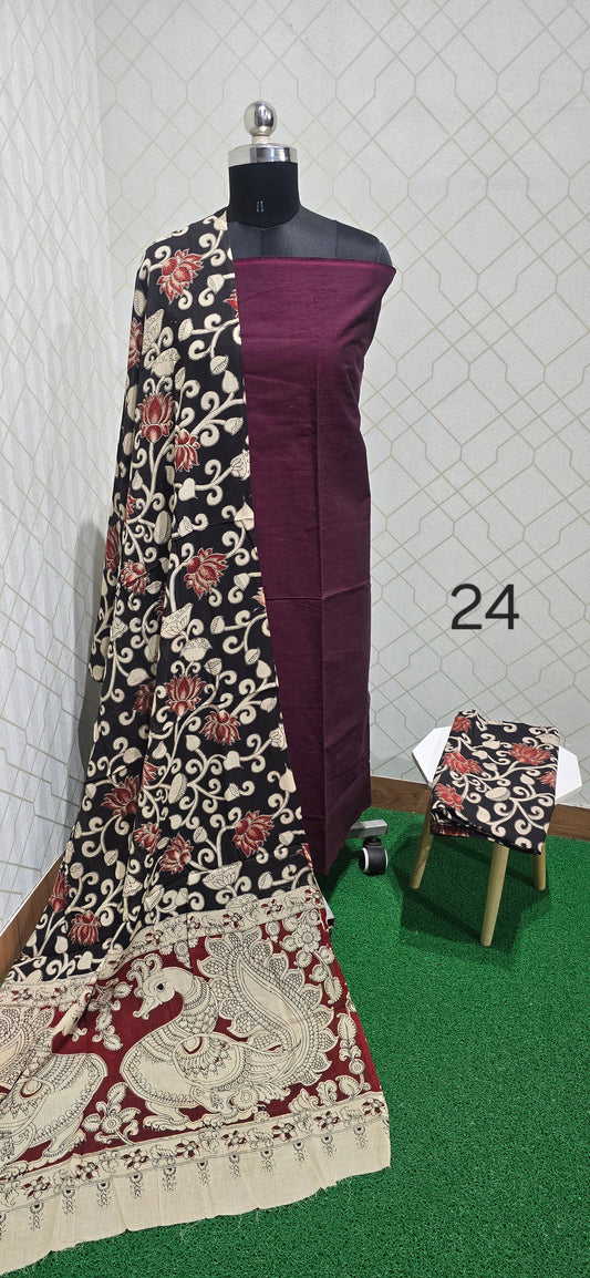 Kalamkari 3 piece Cotton suit - 24