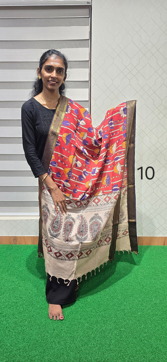 Chennuri Kalamkari Silk Dupatta - P10