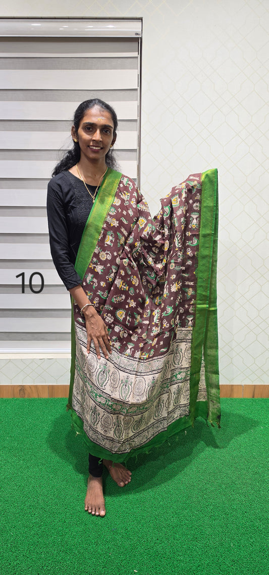 Chennuri Kalamkari Silk Dupatta - P10
