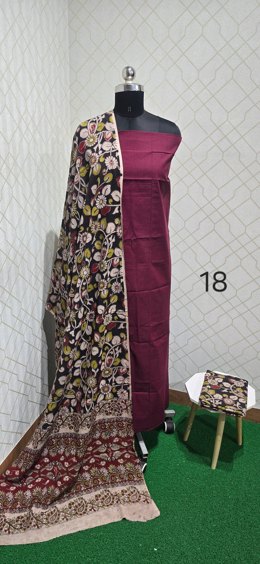 Kalamkari 3 piece Cotton suit - 18