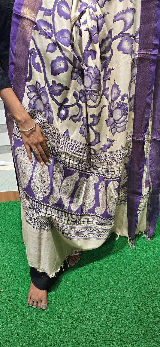 Chennuri Kalamkari Silk Dupatta - P08