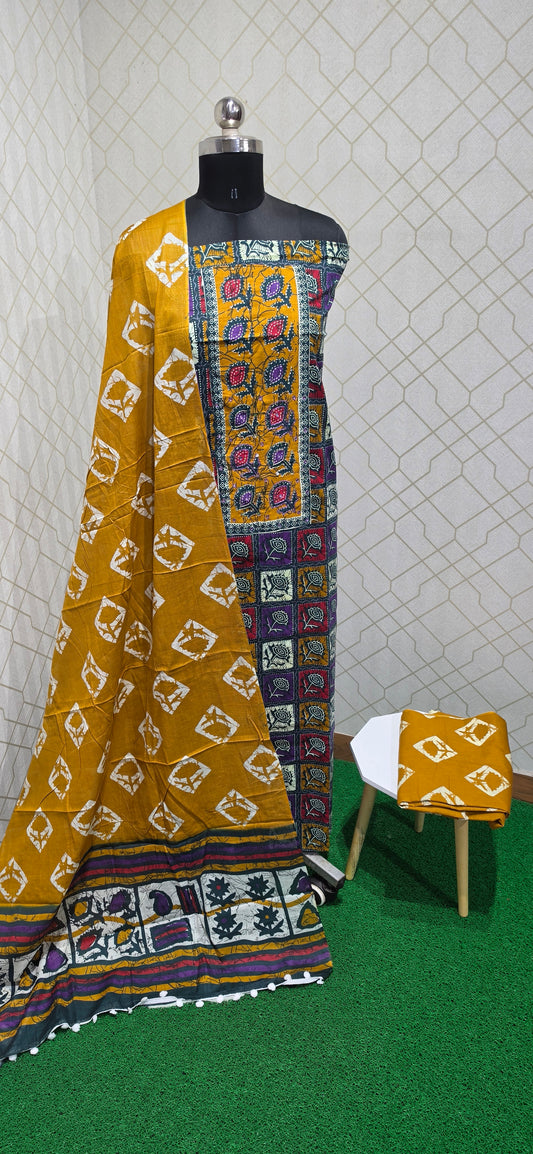 Multi color bathik cotton suit - 03