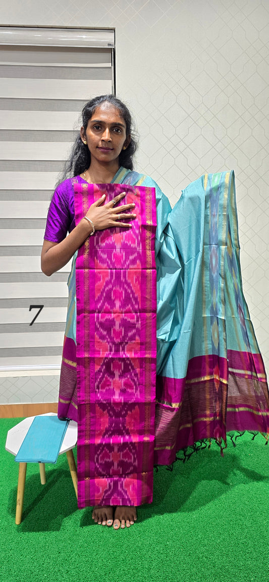 Pochampalli Ikkat Sico with border dupatta - PIS07
