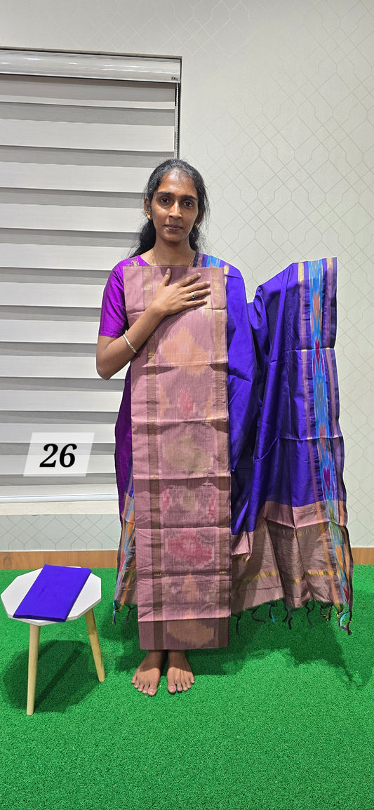 Pochampalli Ikkat Sico with border dupatta - PIS26