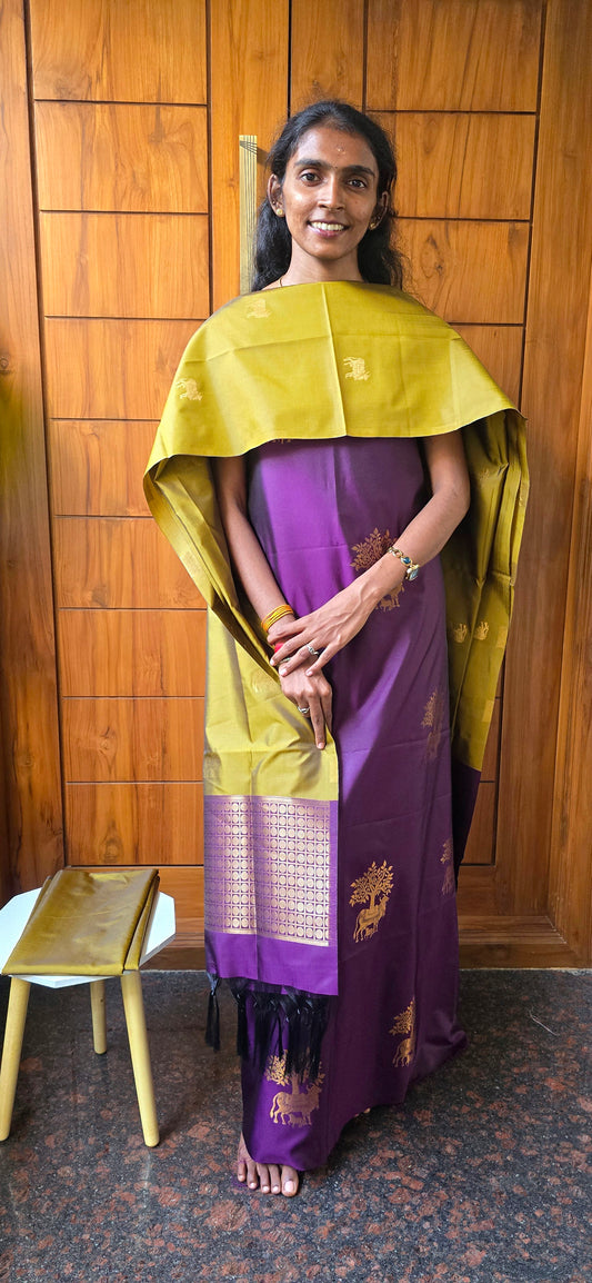 Pichwai zari weaved semi silk suits - 12