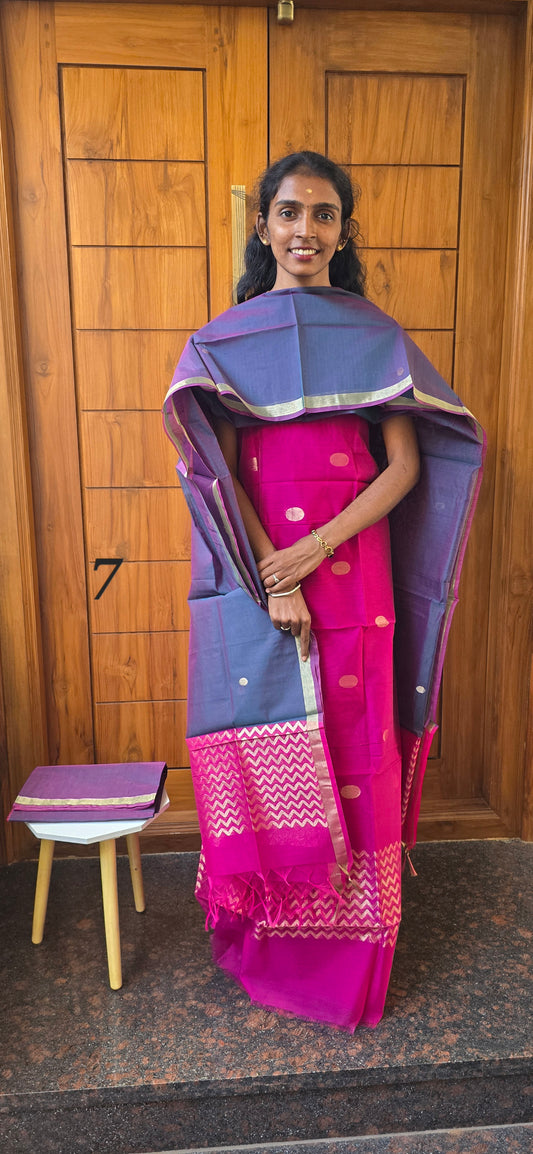 Pure Silk Cotton Suit  - 07