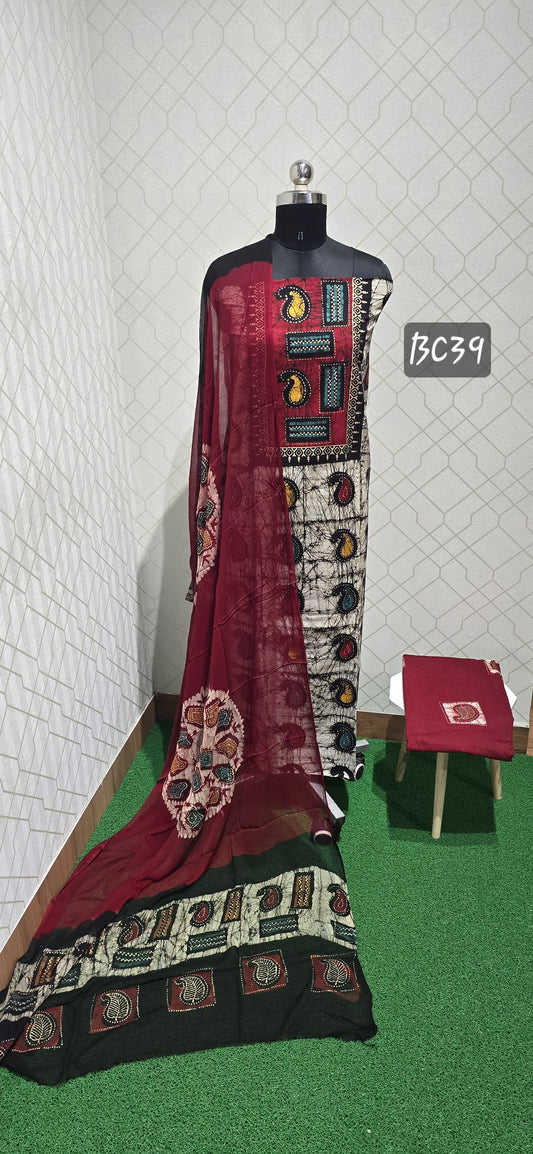 Bathik silk Cotton Suit (BC39)