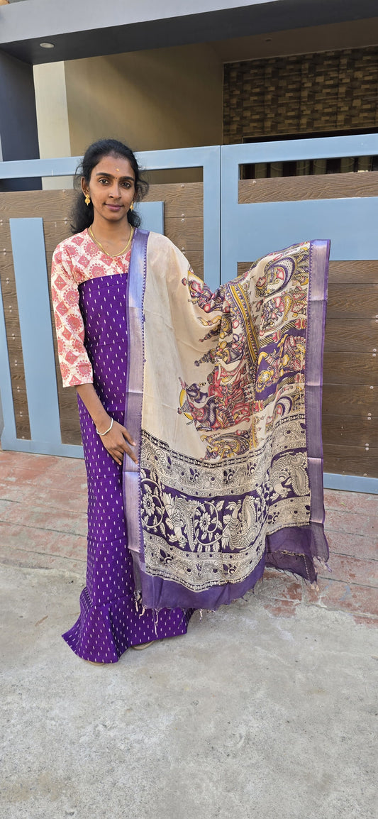 Raw silk with Chennuri silk Dupatta - RC02