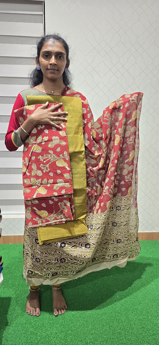 Kalamkari 3 piece Cotton suit - KC33