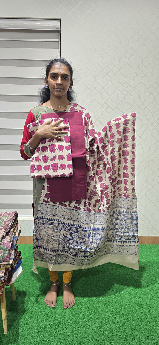 Kalamkari 3 piece Cotton suit - KC35