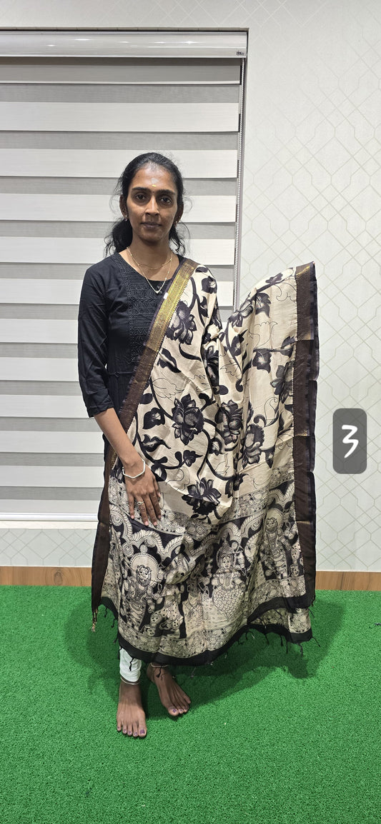 Chennuri Kalamkari Silk Dupatta P23