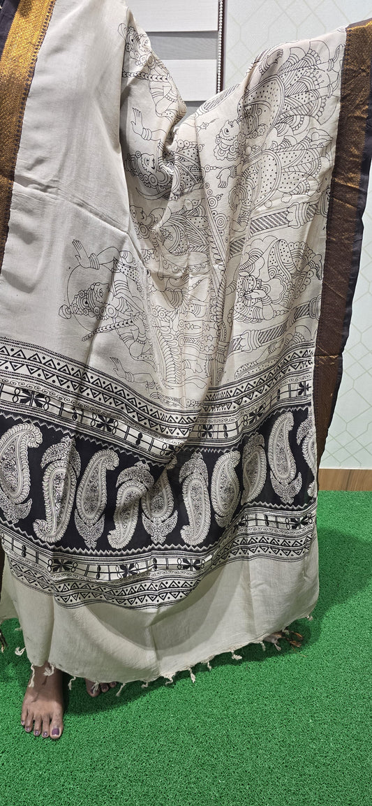 Chennuri Kalamkari Silk Dupatta P26