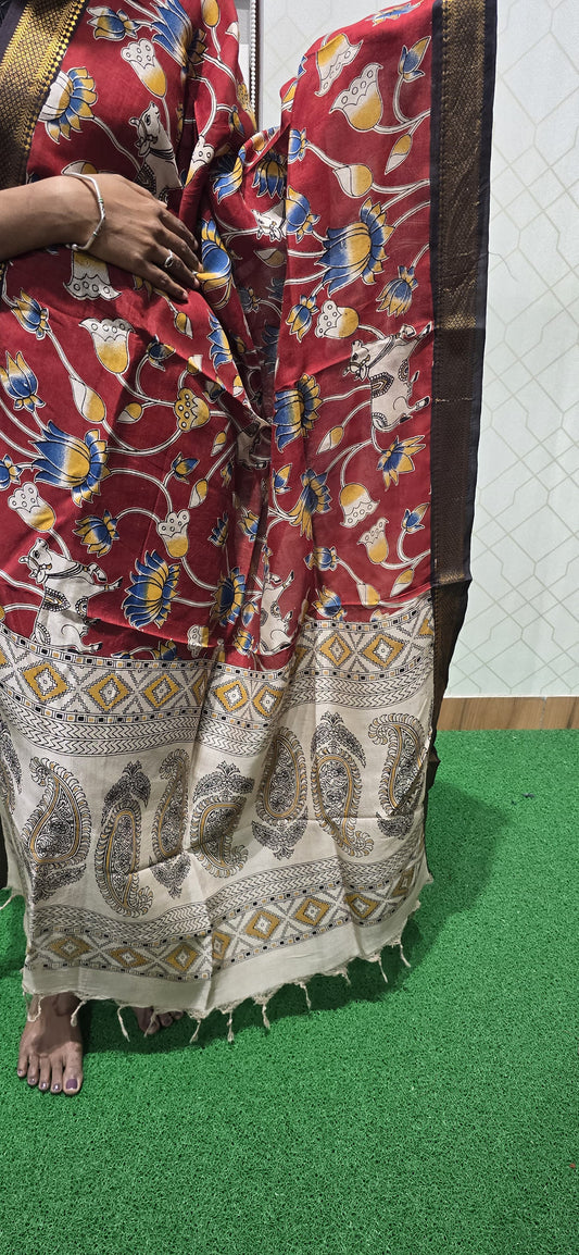 Chennuri Kalamkari Silk Dupatta P27