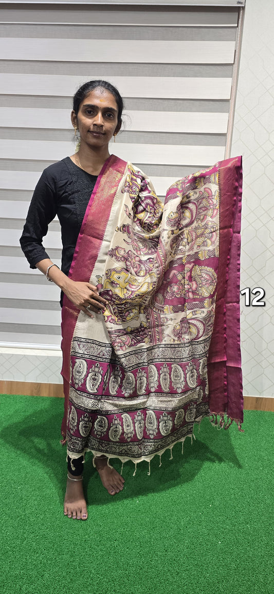 Chennuri Kalamkari Silk Dupatta P12