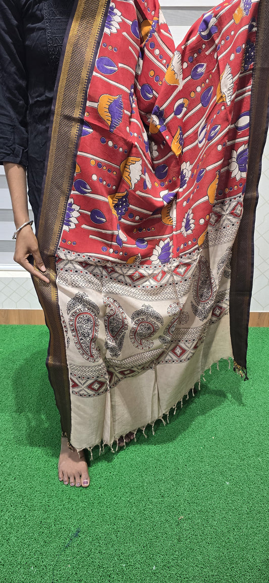 Chennuri Kalamkari Silk Dupatta P17