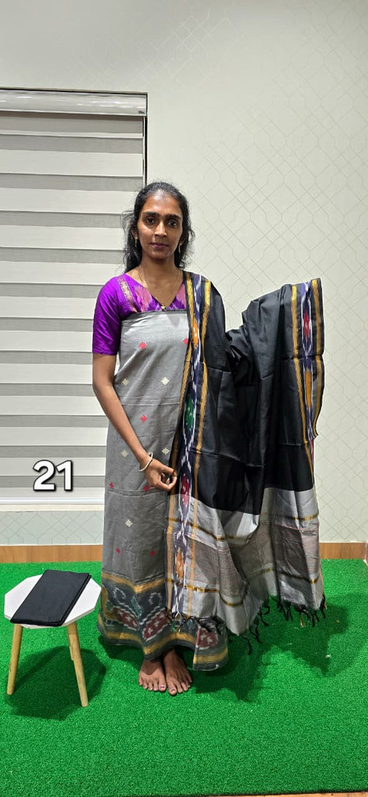 Pochampalli Ikkat Sico with border dupatta - PIS21