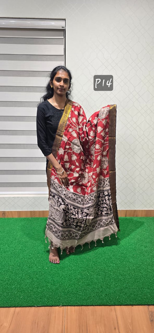 Chennuri Kalamkari Silk Dupatta P14