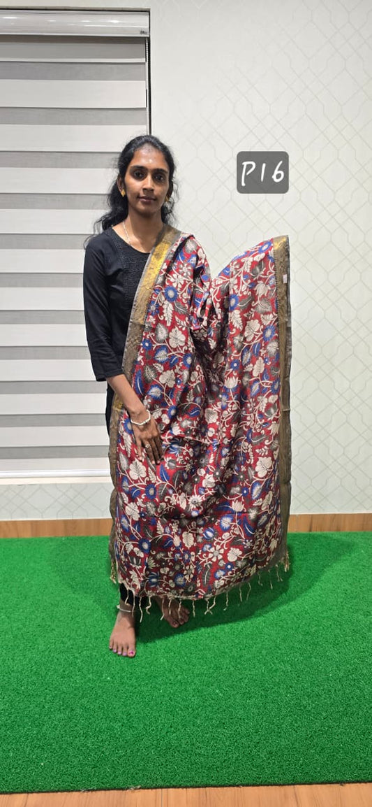 Chennuri Kalamkari Silk Dupatta P16