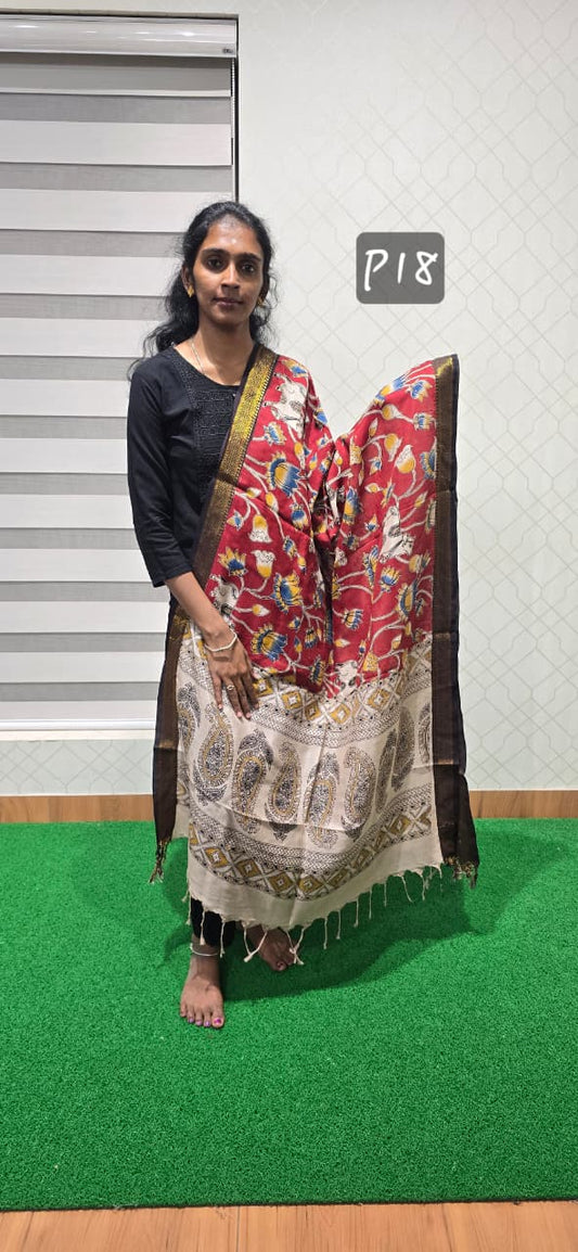 Chennuri Kalamkari Silk Dupatta P18