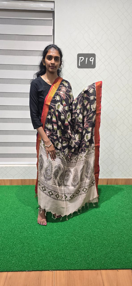 Chennuri Kalamkari Silk Dupatta P19
