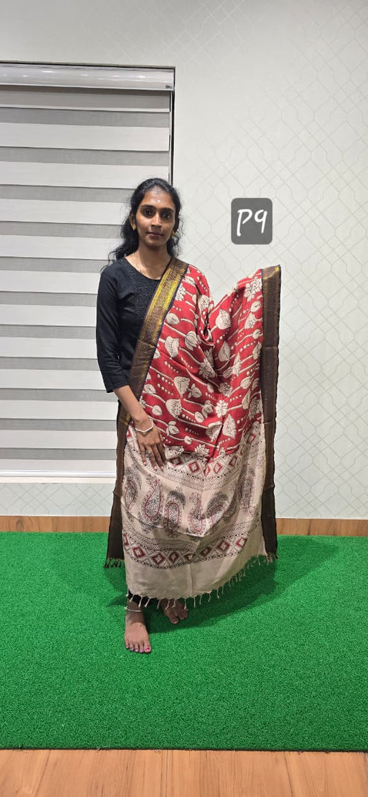Chennuri Kalamkari Silk Dupatta P9