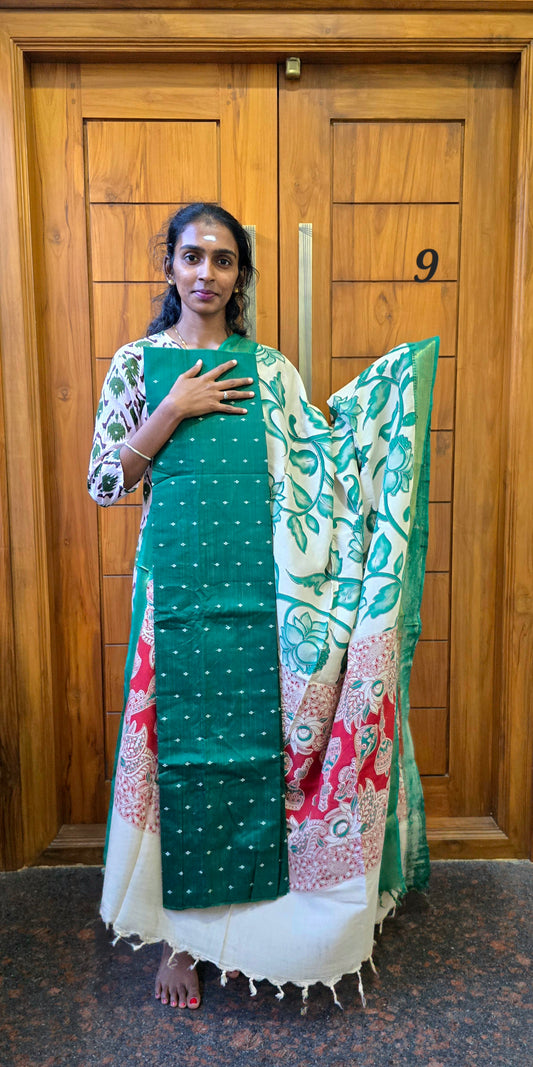Raw silk with Chennuri silk Dupatta - RC09