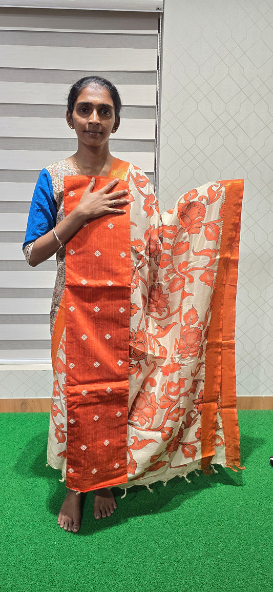 Raw silk with Chennuri silk Dupatta - RC09