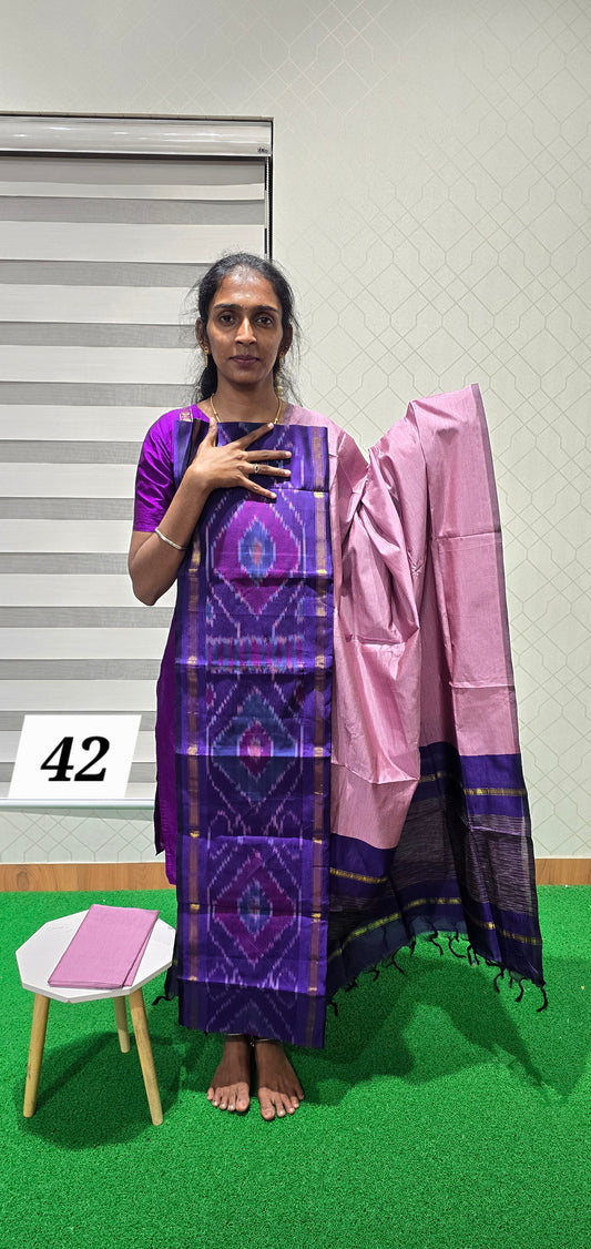 Pochampalli Ikkat Sico with border dupatta - PIS42