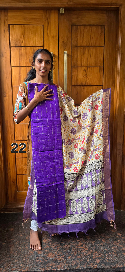 Raw silk with Chennuri silk Dupatta - RC22