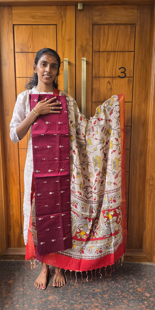 Raw silk with Chennuri silk Dupatta - RC03