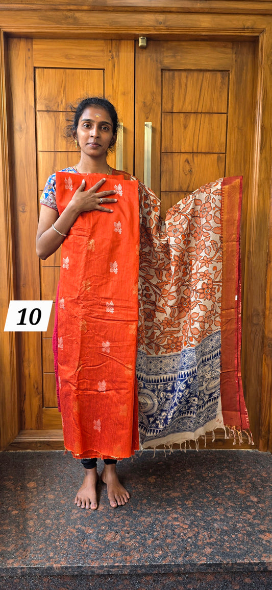Raw silk with Chennuri silk Dupatta - RC10