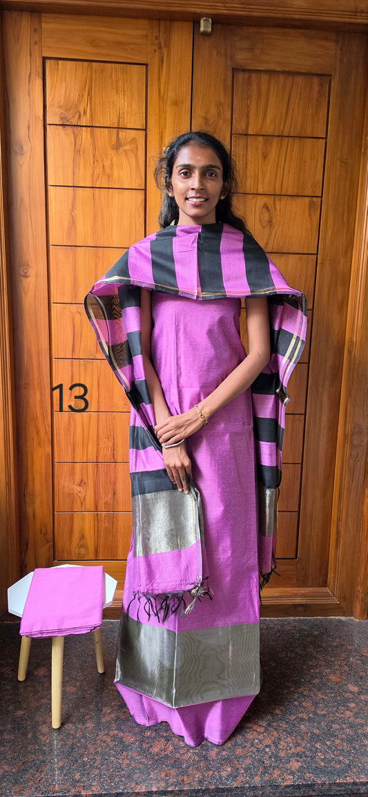 Semi Silk Cotton Suit  - 13