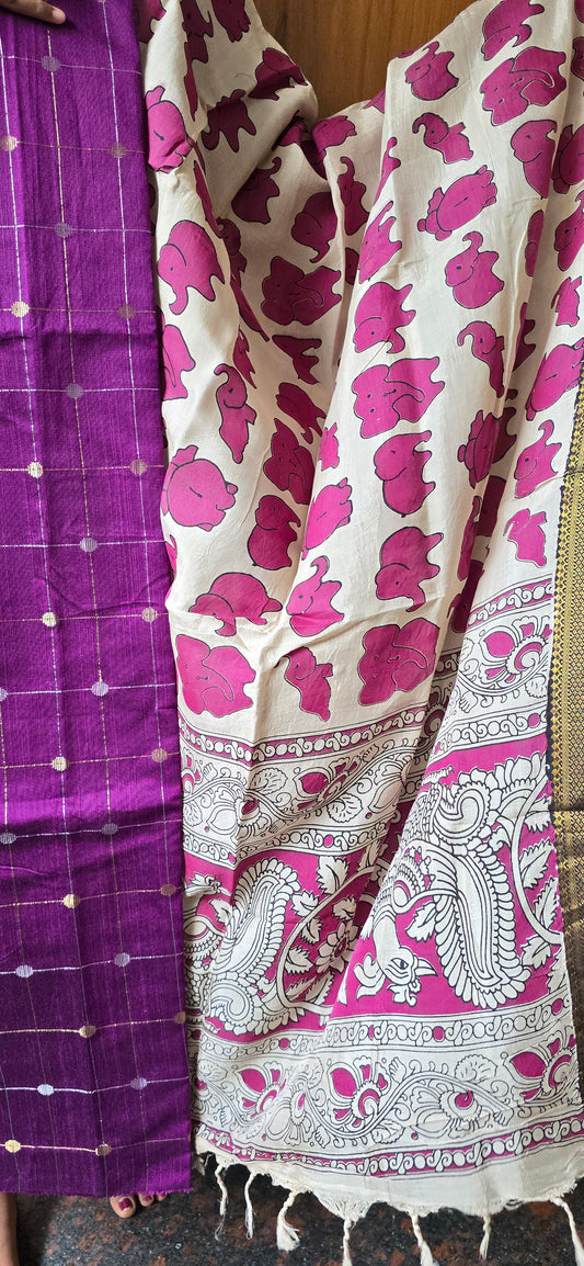 Raw silk with Chennuri silk Dupatta - RC17